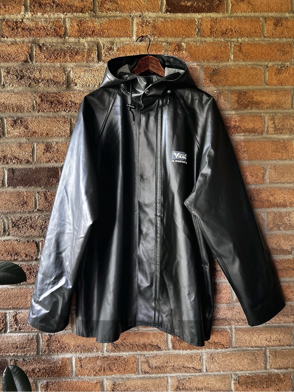 Viking Journeyman 2XL Black PVC Oil Resistant Hooded Rain Jacket Workwear